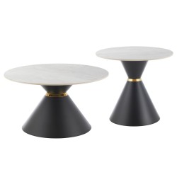 ΤΡΑΠΕΖΙΑ ΣΑΛΟΝΙΟΥ NANDO HM18267.03 ΚΕΡΑΜΙΚΑ TOP ΟΨΗ ΓΚΡΙ ΜΑΡΜΑΡΟ Φ60εκ & Φ80εκ