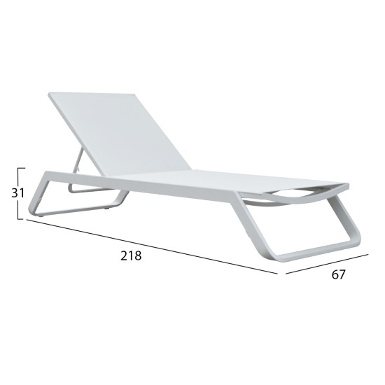ΞΑΠΛΩΣΤΡΑ ΑΛΟΥΜΙΝΙΟΥ MARIMAR HM6562.02 ΣΚΕΛΕΤΟΣ & TEXTILENE ΛΕΥΚΟ 218x67x31Υεκ