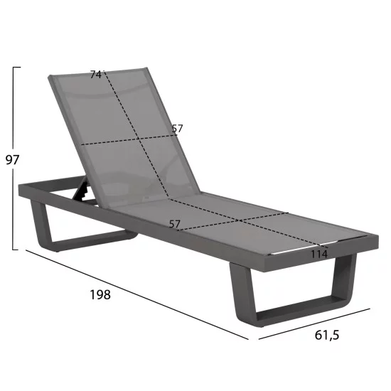 ΞΑΠΛΩΣΤΡΑ ΑΛΟΥΜΙΝΙΟΥ ΜΕ ΥΦΑΣΜΑ TESLIN RICKON HM6292.04 ΣΕ ΣΑΜΠΑΝΙ 198x61,5x97Υεκ.