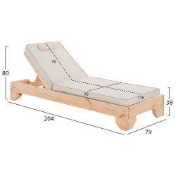 ΞΑΠΛΩΣΤΡΑ ΜΕ ΜΑΞΙΛΑΡΙ ΚΟΡΙΝΟΣ HM10777.60T ΞΥΛΟ ΠΕΥΚΟΥ--TEXTILENE ΣΕ ΕΚΡΟΥ 79x204x80Υεκ