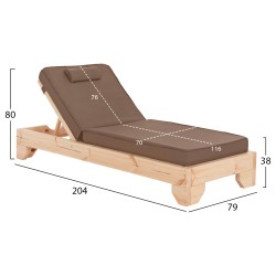 ΞΑΠΛΩΣΤΡΑ ΜΕ ΜΑΞΙΛΑΡΙ ΚΟΡΙΝΟΣ HM10777.04T ΞΥΛΟ ΠΕΥΚΟΥ--TEXTILENE ΜΟΚΑ 79x204x80Υεκ