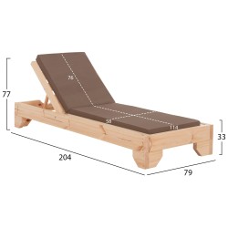 ΞΑΠΛΩΣΤΡΑ ΜΕ ΜΑΞΙΛΑΡΙ ΚΟΡΙΝΟΣ HM10775.04T ΞΥΛΟ ΠΕΥΚΟΥ--TEXTILENE ΜΟΚΑ 79x204x77Υεκ