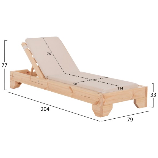 ΞΑΠΛΩΣΤΡΑ ΜΕ ΜΑΞΙΛΑΡΙ ΚΟΡΙΝΟΣ HM10775.60T ΞΥΛΟ ΠΕΥΚΟΥ--TEXTILENE ΜΠΕΖ 79x204x77Υεκ