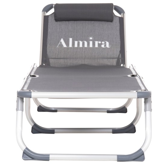 ΞΑΠΛΩΣΤΡΑ ΠΑΡΑΛΙΑΣ ΑΛΟΥΜΙΝΙΟΥ ΒΑΡ.ΤΥΠΟΥ ALMIRA HM5054.10 ΓΚΡΙ TEXTILENE 187x59x78Υεκ