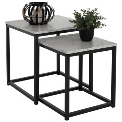 ΖΙΓΚΟΝ GRELAY 2 ΤΕΜ MDF ΟΨΗ ΜΑΡΜΑΡΟΥ & ΜΕΤΑΛΛΟ HM8762.13 45Χ45Χ50εκ. & 37Χ37Χ43 εκ.