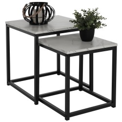 ΖΙΓΚΟΝ GRELAY 2 ΤΕΜ MDF ΟΨΗ ΜΑΡΜΑΡΟΥ & ΜΕΤΑΛΛΟ HM8762.13 45Χ45Χ50εκ. & 37Χ37Χ43 εκ.