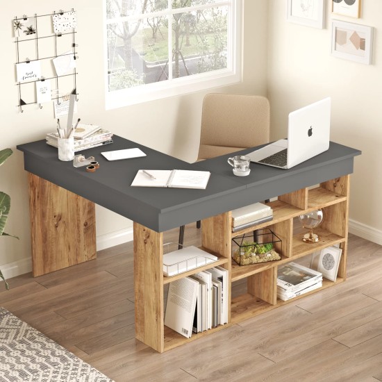 Γραφείο γωνιακό "VIANA" σε χρώμα atlantic pine/ανθρακί 115x120x72