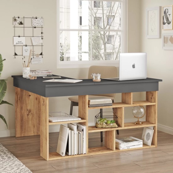 Γραφείο γωνιακό "VIANA" σε χρώμα atlantic pine/ανθρακί 115x120x72