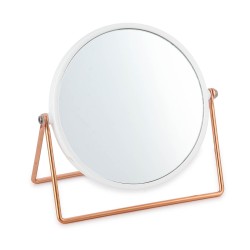 Καθρέφτης μπάνιου "CHIC" από μέταλλο/γυαλί σε χρώμα ροζ χρυσό/λευκό