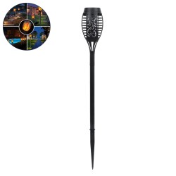 SOLARDECOR 71527 Διακοσμητικό Φωτιστικό Κήπου LED 3W 100lm 180° DC 5V με Φωτοβολταϊκό Panel 5V 0.2W & Επαναφορτιζόμενη Μπαταρία Li-ion 3.2V 600mAh Αδιάβροχο IP65 Πορτοκαλί με Εφέ Φλόγας - Μ7 x Π7 x Υ50cm - 2 Χρόνια Εγγύηση