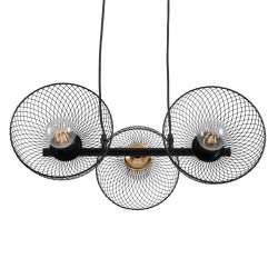 VERONA 00586 Μοντέρνο Κρεμαστό Φωτιστικό Οροφής με Ντουί 3 x E27 AC 220-240V IP20 - Μαύρο & Χρυσό - Μ50 x Π28 x Υ20cm