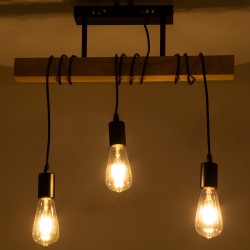 JOLLY 00605 Vintage Κρεμαστό Φωτιστικό Οροφής με Ντουί 3 x E27 AC 220-240V IP20 - Μαύρο & Μπεζ - Μ55 x Π6 x Υ115cm