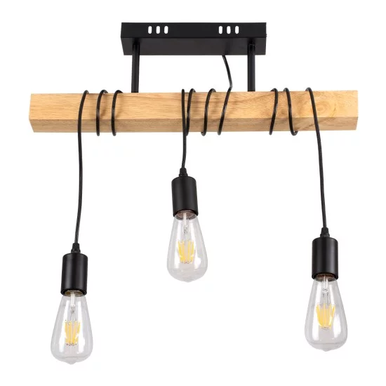 JOLLY 00605 Vintage Κρεμαστό Φωτιστικό Οροφής με Ντουί 3 x E27 AC 220-240V IP20 - Μαύρο & Μπεζ - Μ55 x Π6 x Υ115cm