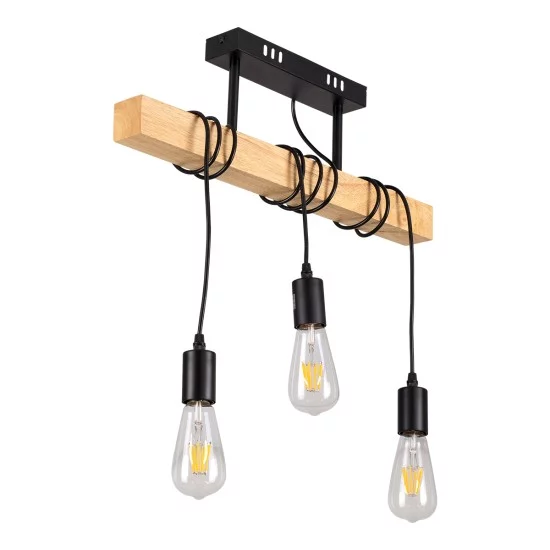 JOLLY 00605 Vintage Κρεμαστό Φωτιστικό Οροφής με Ντουί 3 x E27 AC 220-240V IP20 - Μαύρο & Μπεζ - Μ55 x Π6 x Υ115cm