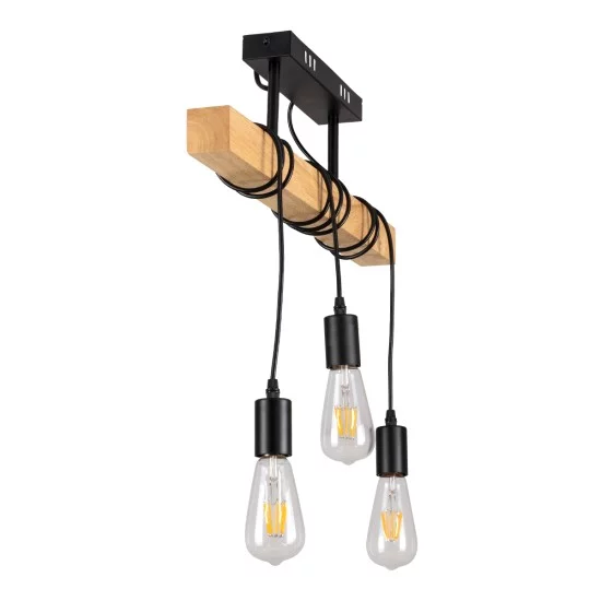 JOLLY 00605 Vintage Κρεμαστό Φωτιστικό Οροφής με Ντουί 3 x E27 AC 220-240V IP20 - Μαύρο & Μπεζ - Μ55 x Π6 x Υ115cm