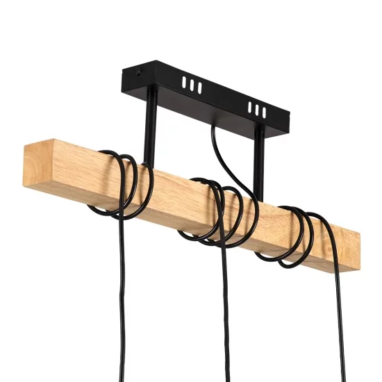 JOLLY 00605 Vintage Κρεμαστό Φωτιστικό Οροφής με Ντουί 3 x E27 AC 220-240V IP20 - Μαύρο & Μπεζ - Μ55 x Π6 x Υ115cm