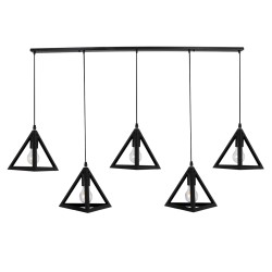 TRIANGLE 00608 Μοντέρνο Κρεμαστό Φωτιστικό Οροφής με Ντουί 5 x E27 AC 220-240V IP20 - Μαύρο - Μ170 x Π22 x Y130cm