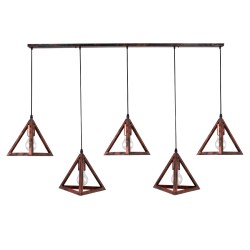 TRIANGLE 00609 Μοντέρνο Κρεμαστό Φωτιστικό Οροφής με Ντουί 5 x E27 AC 220-240V IP20 - Χάλκινο - Μ170 x Π22 x Y130cm