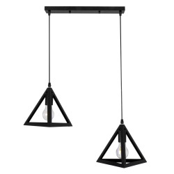 TRIANGLE 00611 Μοντέρνο Κρεμαστό Φωτιστικό Οροφής με Ντουί 2 x E27 AC 220-240V IP20 - Μαύρο - Μ60 x Π22 x Y130cm