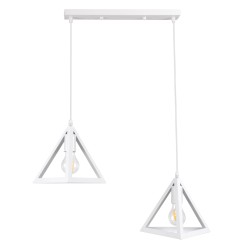 TRIANGLE 00612 Μοντέρνο Κρεμαστό Φωτιστικό Οροφής με Ντουί 2 x E27 AC 220-240V IP20 - Λευκό - Μ60 x Π22 x Y130cm