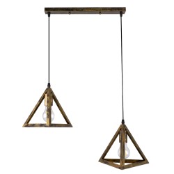 TRIANGLE 00614 Μοντέρνο Κρεμαστό Φωτιστικό Οροφής με Ντουί 2 x E27 AC 220-240V IP20 - Μπρούτζινο - Μ60 x Π22 x Y130cm