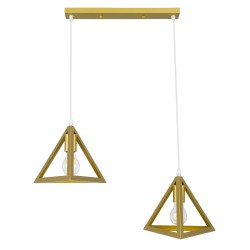TRIANGLE 00615 Μοντέρνο Κρεμαστό Φωτιστικό Οροφής με Ντουί 2 x E27 AC 220-240V IP20 - Χρυσό - Μ60 x Π22 x Y130cm