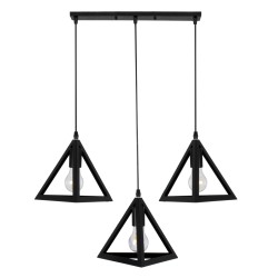 TRIANGLE 00621 Μοντέρνο Κρεμαστό Φωτιστικό Οροφής με Ντουί 3 x E27 AC 220-240V IP20 - Μαύρο - Μ70 x Π22 x Y130cm