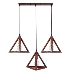 TRIANGLE 00623 Μοντέρνο Κρεμαστό Φωτιστικό Οροφής με Ντουί 3 x E27 AC 220-240V IP20 - Χάλκινο - Μ70 x Π22 x Y130cm