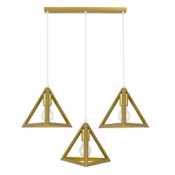 TRIANGLE 00625 Μοντέρνο Κρεμαστό Φωτιστικό Οροφής με Ντουί 3 x E27 AC 220-240V IP20 - Χρυσό - Μ70 x Π22 x Y130cm