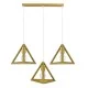TRIANGLE 00625 Μοντέρνο Κρεμαστό Φωτιστικό Οροφής με Ντουί 3 x E27 AC 220-240V IP20 - Χρυσό - Μ70 x Π22 x Y130cm