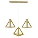 TRIANGLE 00625 Μοντέρνο Κρεμαστό Φωτιστικό Οροφής με Ντουί 3 x E27 AC 220-240V IP20 - Χρυσό - Μ70 x Π22 x Y130cm