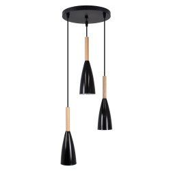 DILLON 00626 Μοντέρνο Κρεμαστό Φωτιστικό Οροφής με Ντουί 3 x E27 AC 220-240V IP20 - Μαύρο & Μπεζ - Μ26 x Π26 x Υ130cm