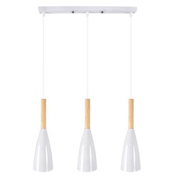 DILLON 00631 Μοντέρνο Κρεμαστό Φωτιστικό Οροφής με Ντουί 3 x E27 AC 220-240V IP20 - Λευκό & Μπεζ - Μ54 x Π14 x Υ130cm