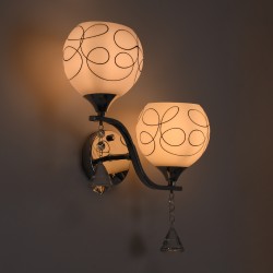 CANTER 00635 Μοντέρνο Φωτιστικό Τοίχου - Απλίκα με Ντουί 2 x E27 AC 220-240V IP20 - Ασημί & Λευκό - Μ32 x Π15 x Υ40cm