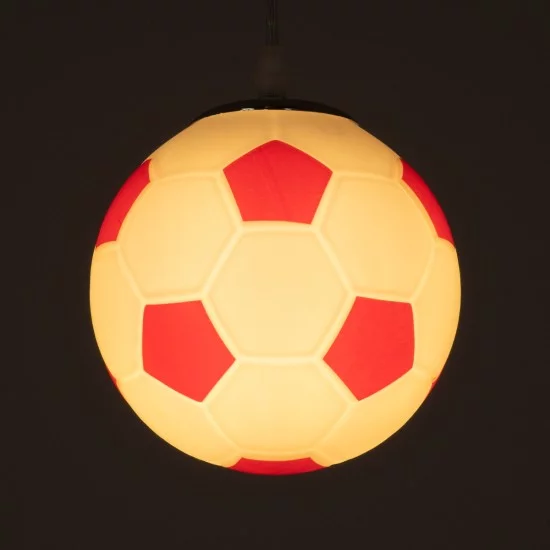 FOOTBALL 00642 Παιδικό Κρεμαστό Φωτιστικό Οροφής με Ντουί 1 x E27 AC 220-240V IP20 - Λευκό & Κόκκινο - Μ15 x Π15 x Y18cm
