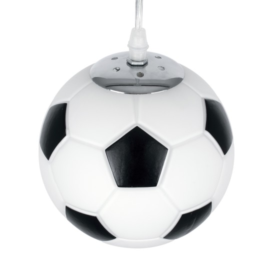 FOOTBALL 00643 Παιδικό Κρεμαστό Φωτιστικό Μπάλα Μονόφωτο 1 x E27 IP20 Λευκό & Μαύρο Γυαλί - Μ15 x Π15 x Y18cm FOOTBALL 00643 Παιδικό Κρεμαστό Φωτιστικό Μπάλα Μονόφωτο 1 x E27 IP20 Λευκό & Μαύρο Γυαλί - Μ15 x Π15 x Y18cm