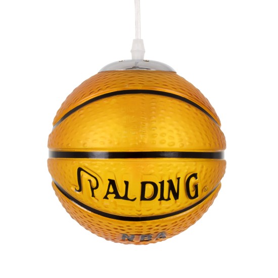 SPALDING NBA 00645 Μοντέρνο Κρεμαστό Παιδικό Φωτιστικό Οροφής Μονόφωτο 1 x E27 Πορτοκαλί Γυάλινο Φ18 x Υ18cm