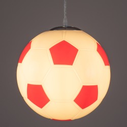 FOOTBALL 00646 Παιδικό Κρεμαστό Φωτιστικό Οροφής με Ντουί 1 x E27 AC 220-240V IP20 - Λευκό & Κόκκινο - Μ25 x Π25 x Υ25cm