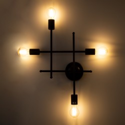 PIPING 00661 Vintage Φωτιστικό Τοίχου - Απλίκα με Ντουί 4 x E27 AC 220-240V IP20 - Μαύρο - Μ40 x Π9 x Υ52cm