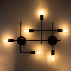 PIPING 00666-1 Vintage Φωτιστικό Οροφής με Ντουί 6 x E27 AC 220-240V IP20 - Μπρούτζινο - Μ66 x Π9.5 x Υ49cm