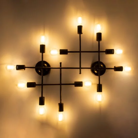 PIPING 00669 Vintage Φωτιστικό Τοίχου - Απλίκα με Ντουί 12 x E27 AC 220-240V IP20 - Μπρούτζινο - Μ78.5 x Π9.5 x Υ64cm