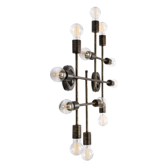 PIPING 00669 Vintage Φωτιστικό Τοίχου - Απλίκα με Ντουί 12 x E27 AC 220-240V IP20 - Μπρούτζινο - Μ78.5 x Π9.5 x Υ64cm