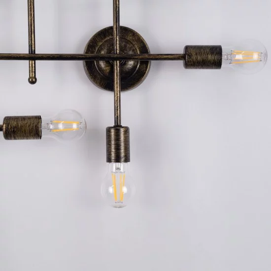PIPING 00669 Vintage Φωτιστικό Τοίχου - Απλίκα με Ντουί 12 x E27 AC 220-240V IP20 - Μπρούτζινο - Μ78.5 x Π9.5 x Υ64cm
