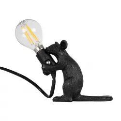 MOUSE 00678 Vintage Επιτραπέζιο Φωτιστικό Πορτατίφ με Ντουί 1 x E12 AC 220-240V IP20 - Μαύρο - Μ12 x Π4 x Υ10cm