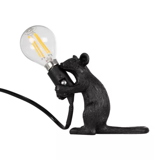 MOUSE 00678 Vintage Επιτραπέζιο Φωτιστικό Πορτατίφ με Ντουί 1 x E12 AC 220-240V IP20 - Μαύρο - Μ12 x Π4 x Υ10cm