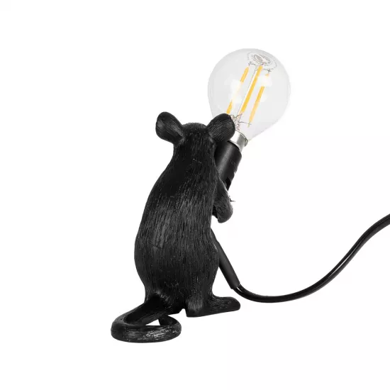 MOUSE 00678 Vintage Επιτραπέζιο Φωτιστικό Πορτατίφ με Ντουί 1 x E12 AC 220-240V IP20 - Μαύρο - Μ12 x Π4 x Υ10cm