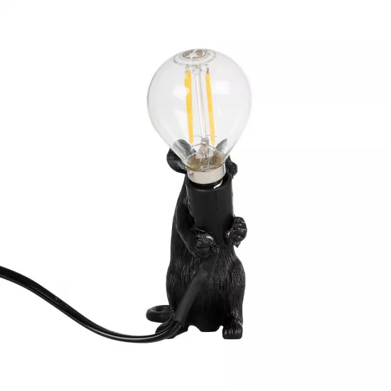 MOUSE 00678 Vintage Επιτραπέζιο Φωτιστικό Πορτατίφ με Ντουί 1 x E12 AC 220-240V IP20 - Μαύρο - Μ12 x Π4 x Υ10cm