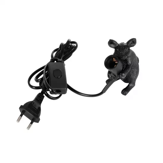 MOUSE 00678 Vintage Επιτραπέζιο Φωτιστικό Πορτατίφ με Ντουί 1 x E12 AC 220-240V IP20 - Μαύρο - Μ12 x Π4 x Υ10cm