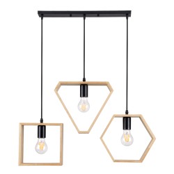 ELISE 00682 Μοντέρνο Κρεμαστό Φωτιστικό Οροφής με Ντουί 3 x E27 AC 220-240V IP20 - Μπεζ & Μαύρο - Μ76 x Π8 x Υ25cm