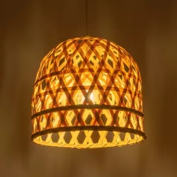 MANGEA 00715 Boho Κρεμαστό Φωτιστικό Οροφής με Ντουί 1 x E27 AC 220-240V IP20 - Μπεζ - Μ35 x Π35 x Υ22cm